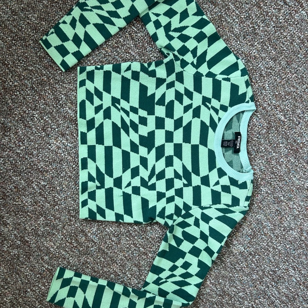 RSQ Mint and Forest Green Knit Sweater